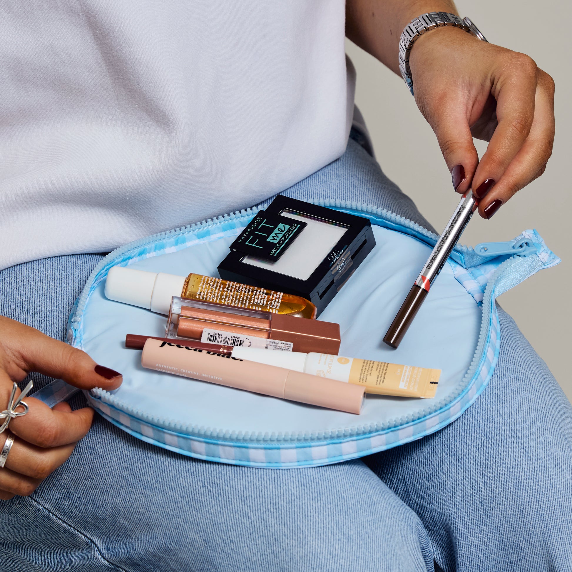 Blue Gingham Lunar Pouch