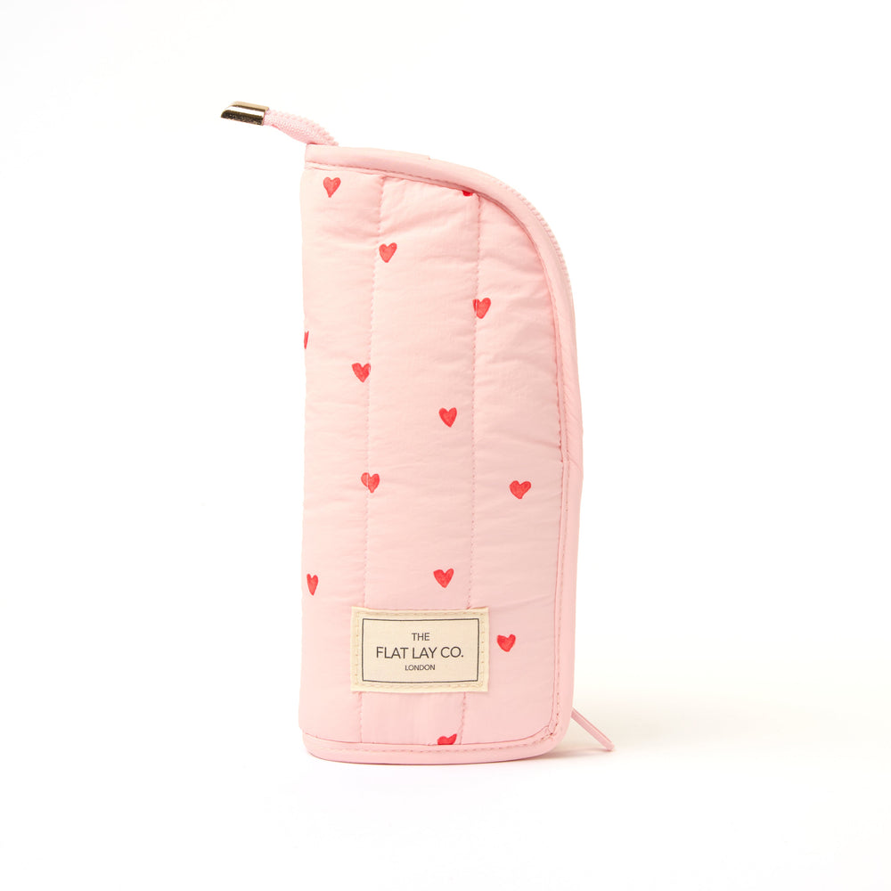 Marshmallow Box Bag & Brush Case Bundle - Sweet Pink Hearts