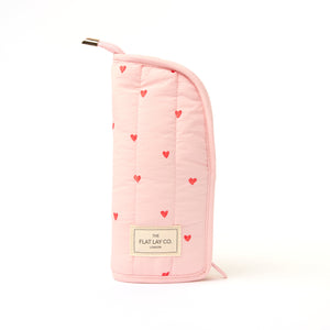 Marshmallow Box Bag & Brush Case Bundle - Sweet Pink Hearts