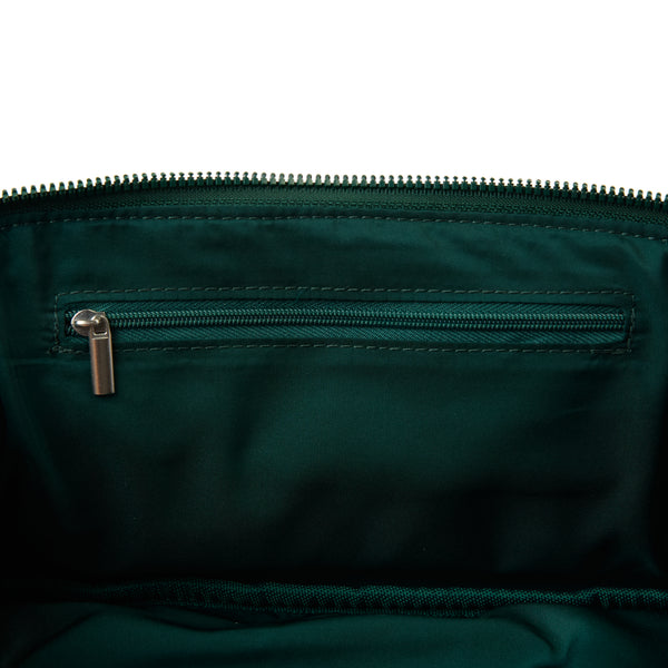 Flat Lay Makeup Box Bag - Green Leaves Embroidered Velvet