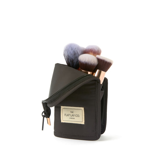 Padded Standing Makeup Brush Case - Classic Black