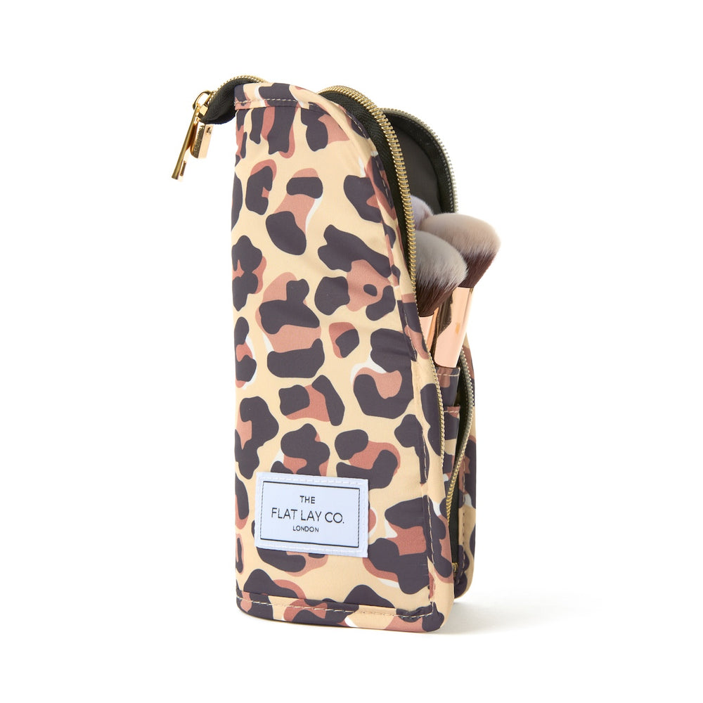 Standing Makeup Brush Case - Leopard Print