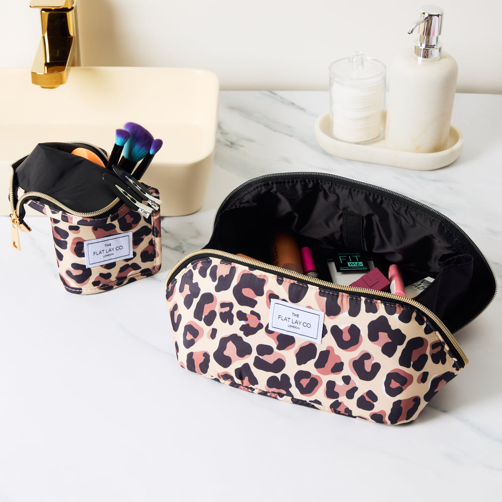 Standing Makeup Brush Case - Leopard Print