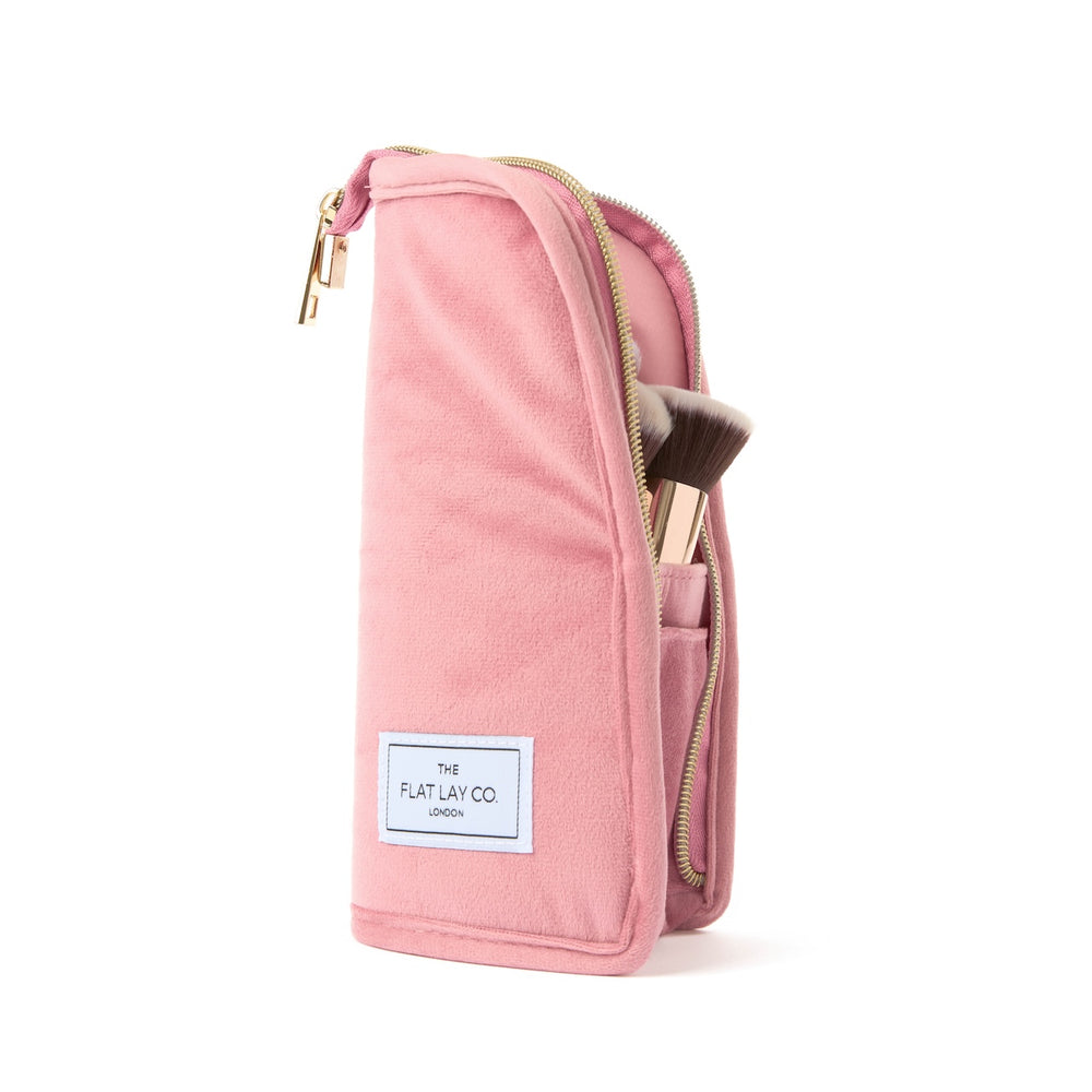 Standing Makeup Brush Case - Pink Velvet