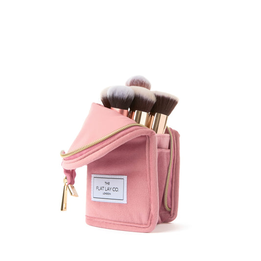 Standing Makeup Brush Case - Pink Velvet