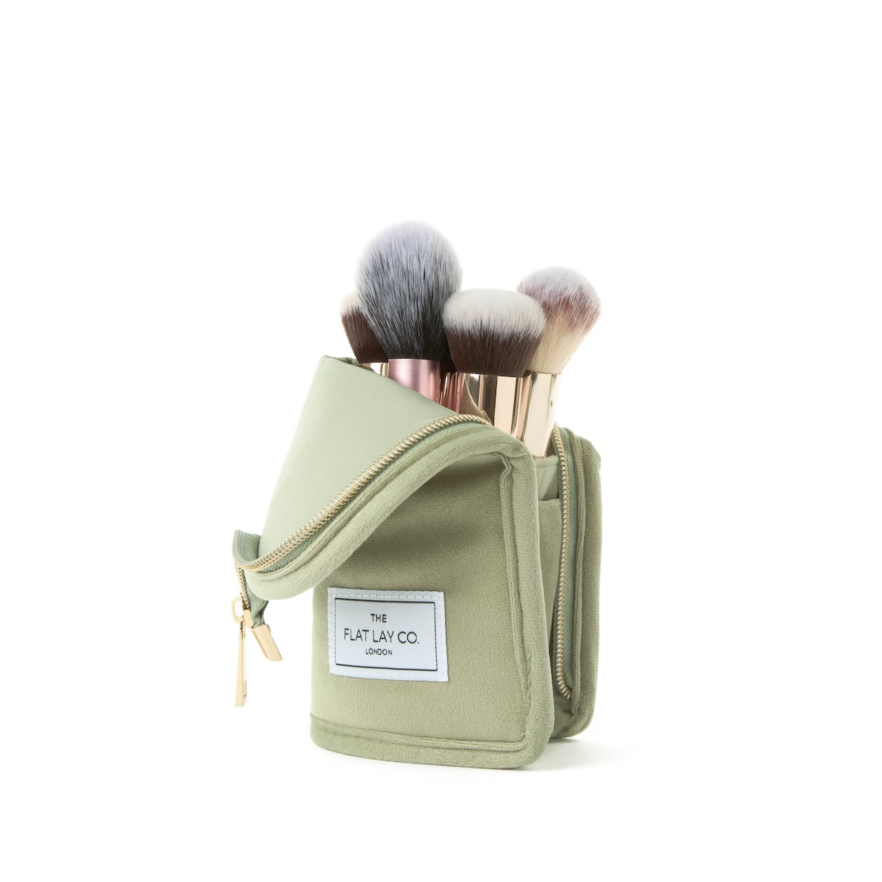 Standing Makeup Brush Case - Sage Green Velvet