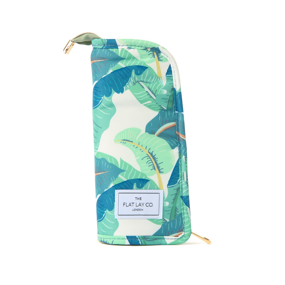 Standing Makeup Brush Case - Tropical Leaves