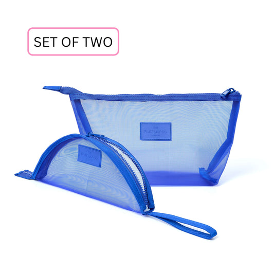 Mesh Makeup Pouch (2-Pack) - Cobalt Blue