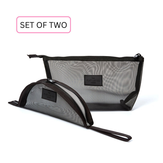 Mesh Makeup Pouch (2-Pack) - Black