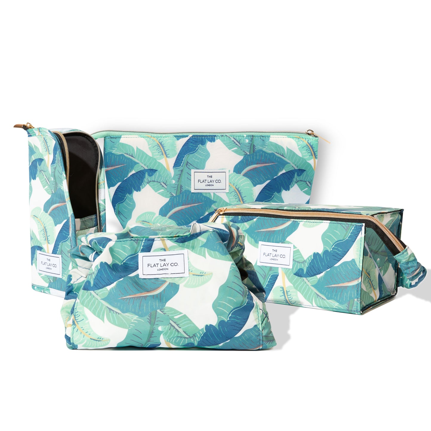 Tropical Leaves Makeup Bag Bundle - 4-Pack