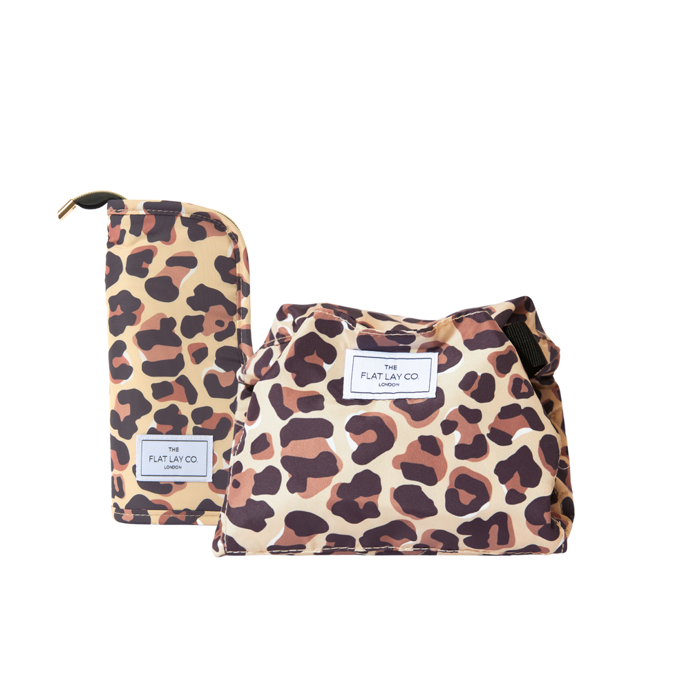 Drawstring & Brush Case Bundle - Leopard Print
