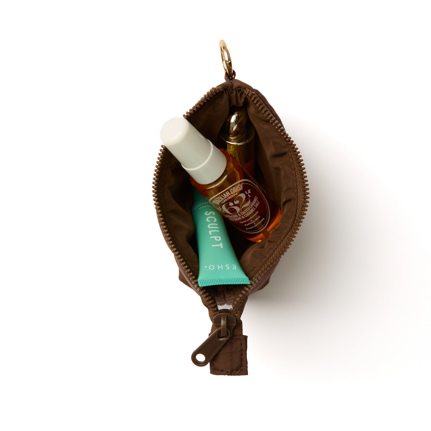 Flat Lay Mini Keyring Pouch - Espresso