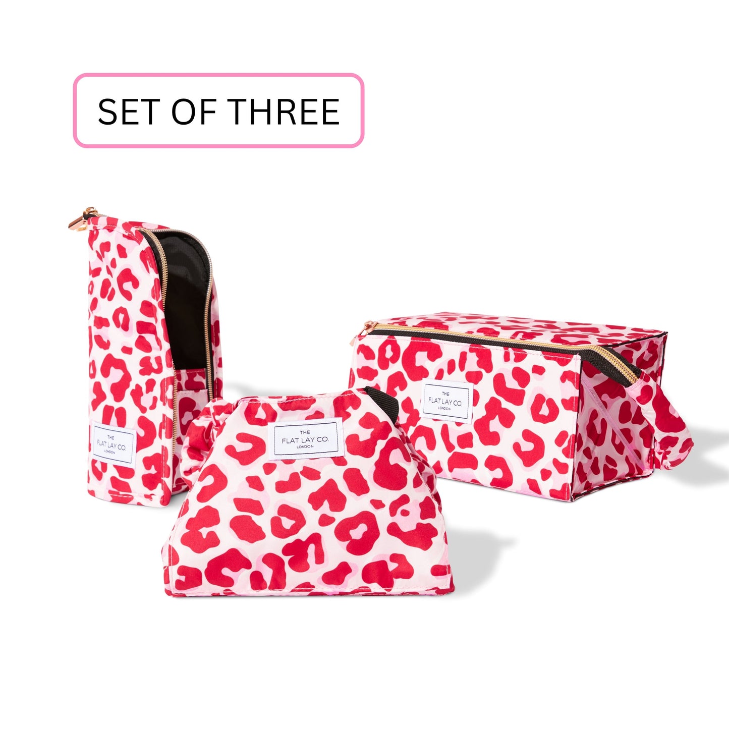 Leopard Makeup Bag Bundle (3-Pack) - Pink