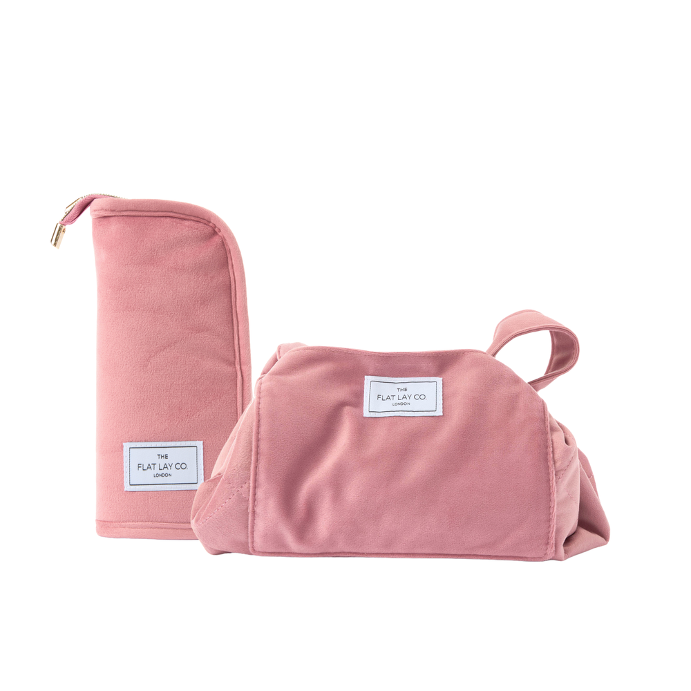 Drawstring & Brush Case Bundle - Pink Velvet