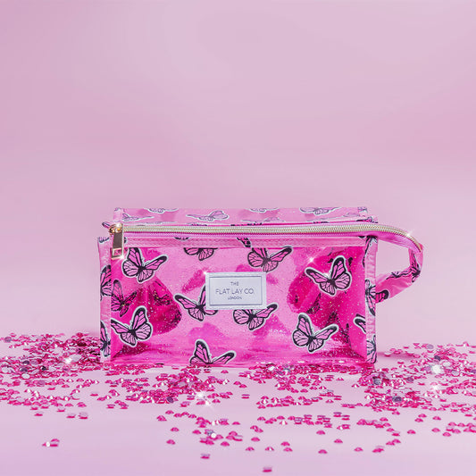 Jelly Box Bag in Pink Glitter Butterflies