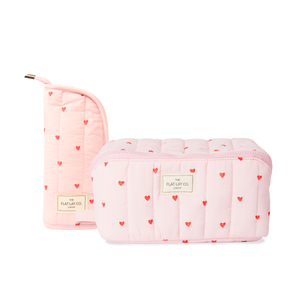 Marshmallow Box Bag & Brush Case Bundle - Sweet Pink Hearts
