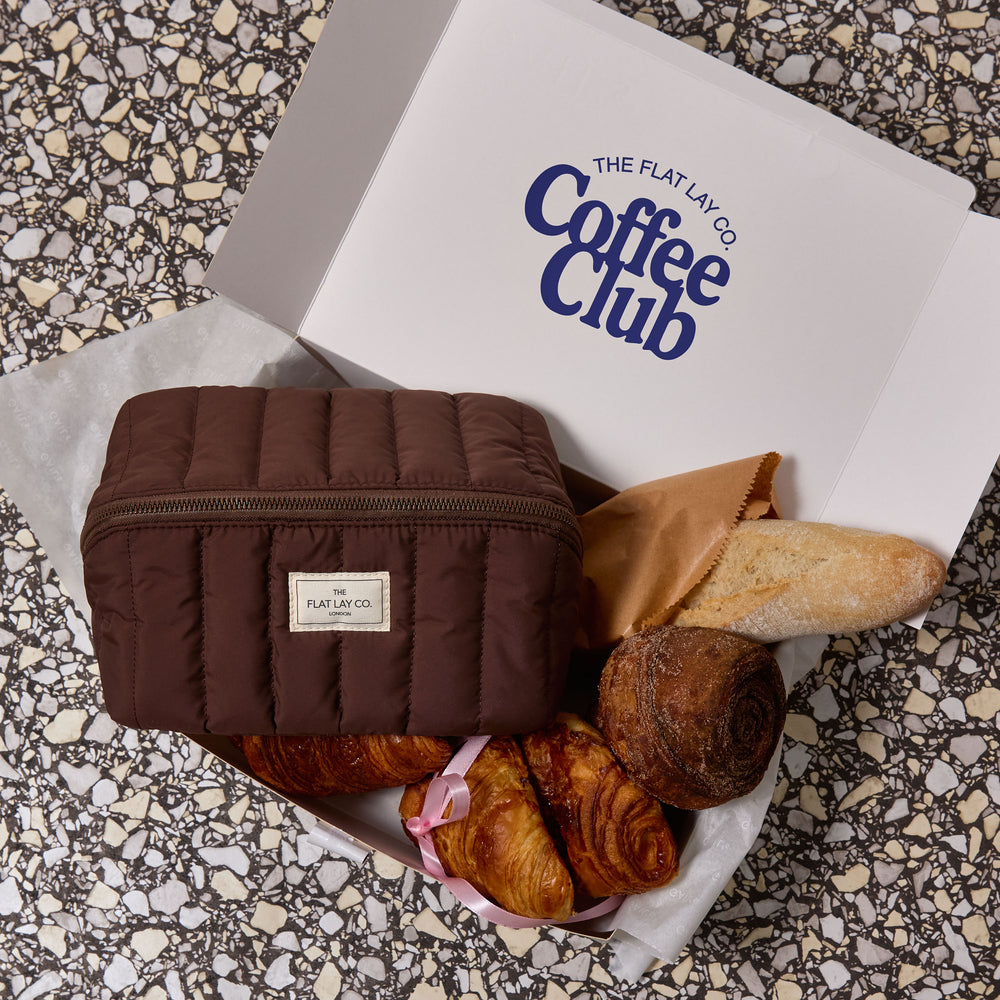 Marshmallow Flat Lay Makeup Box Bag - Espresso