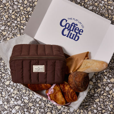 Marshmallow Flat Lay Makeup Box Bag - Espresso