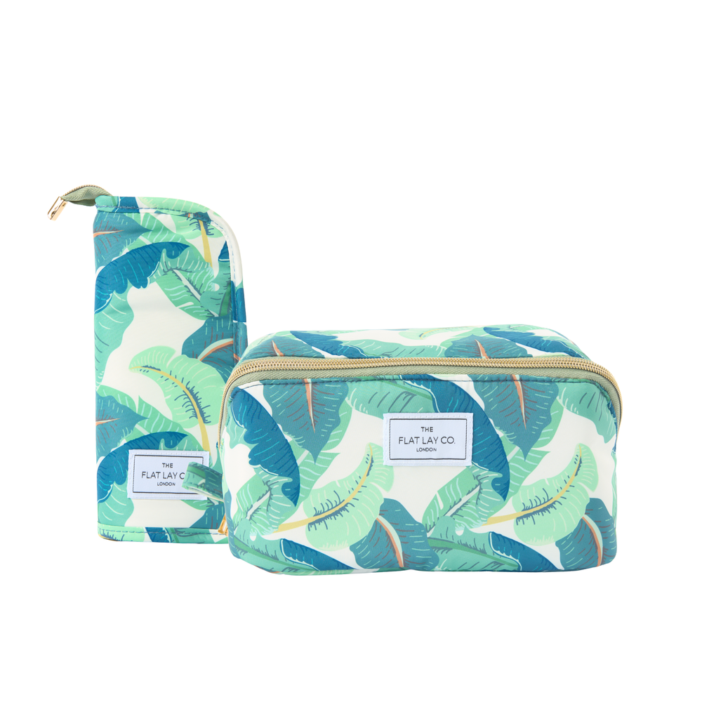 Box Bag & Brush Case Bundle - Tropical Leaves
