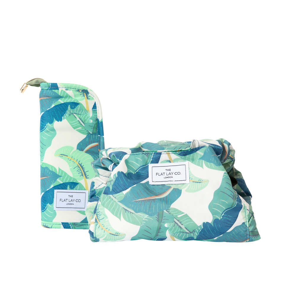 Drawstring & Brush Case Bundle - Tropical Leaves
