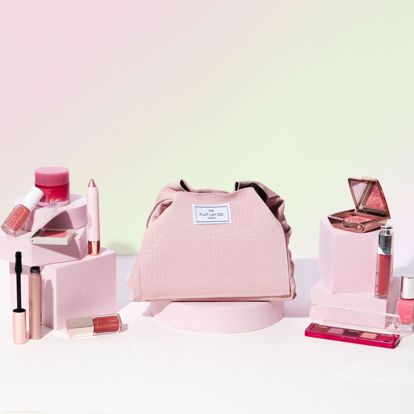 Pink Croc Full Size Flat Lay Makeup Bag