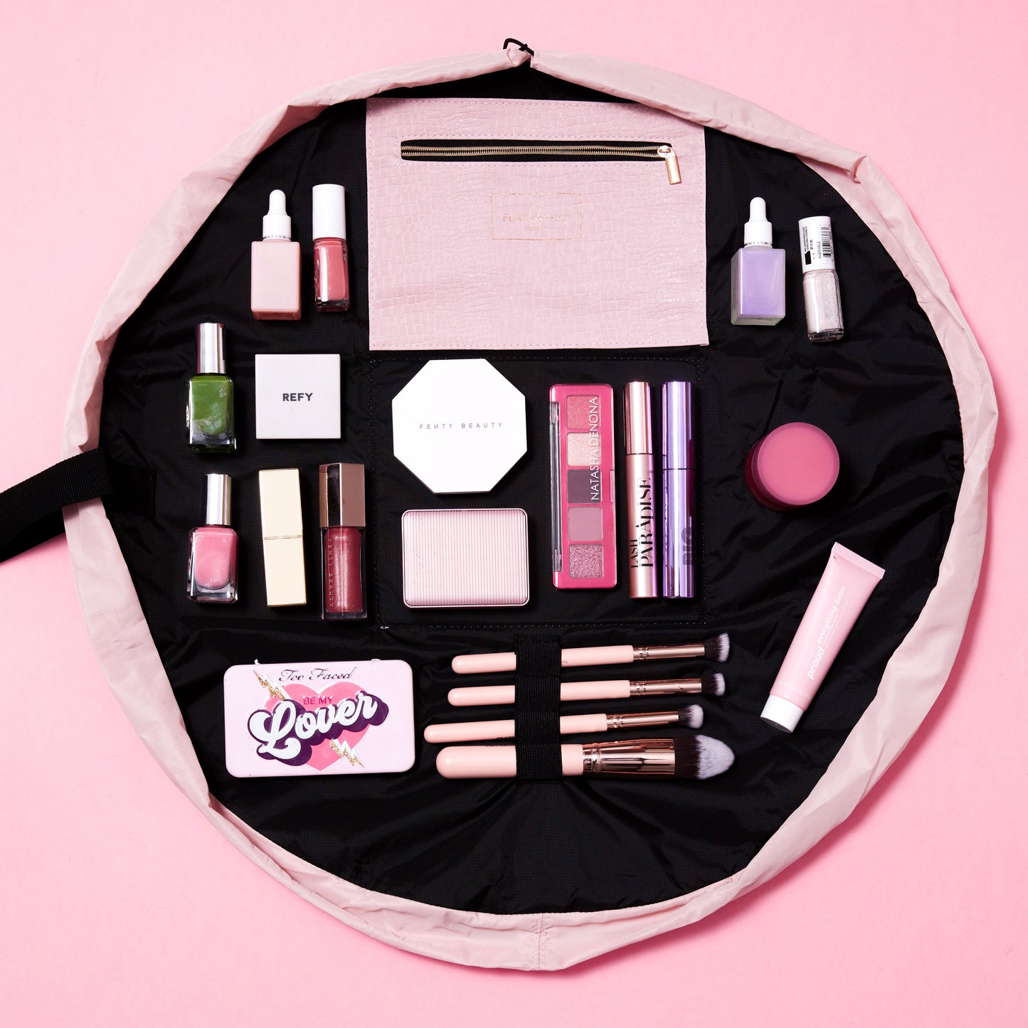 Pink Croc Full Size Flat Lay Makeup Bag