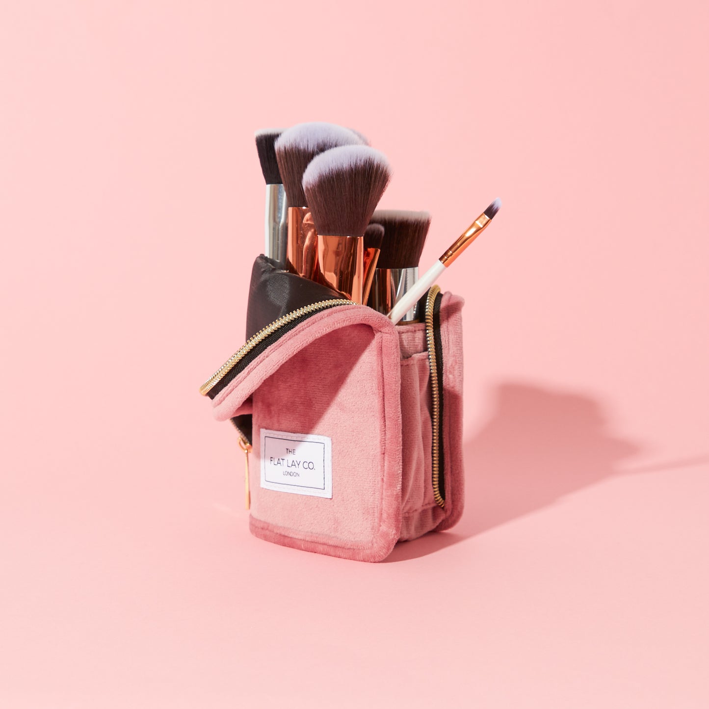 Pink Velvet Standing Brush Case and Pot