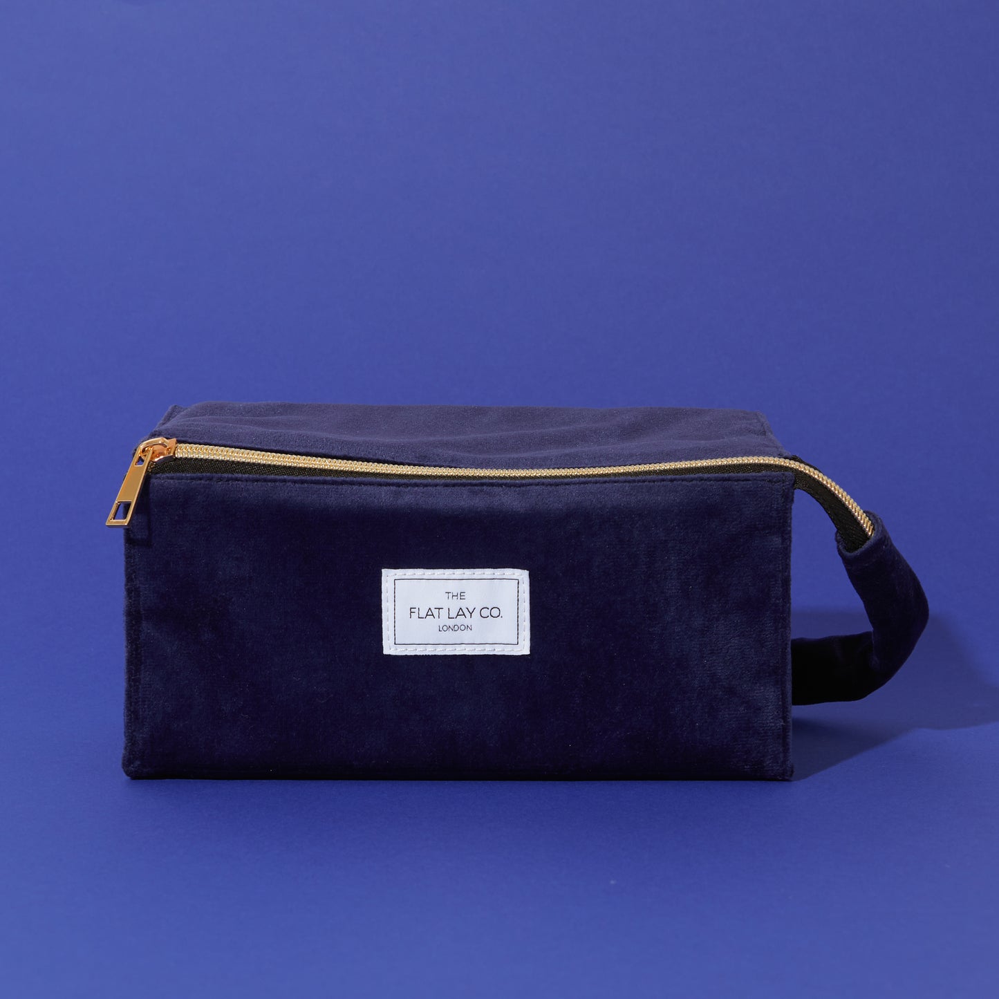 Blue Velvet Open Flat Makeup Box Bag and Tray
