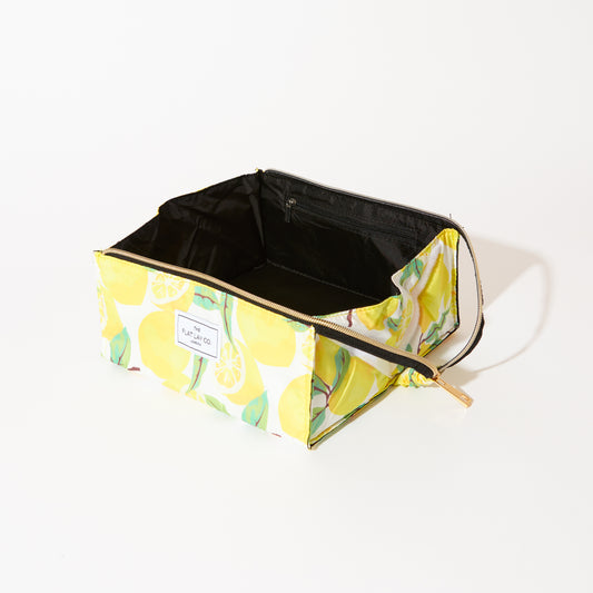 Lemons Open Flat Makeup Box Bag and Tray