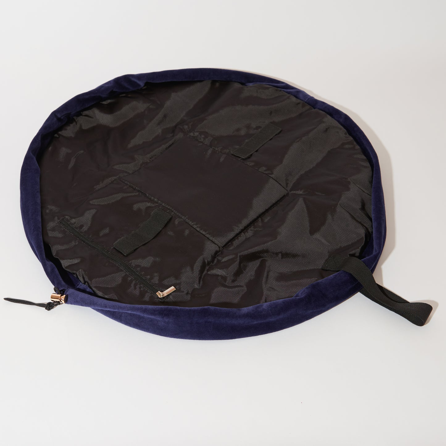 Deep Blue Velvet Full Size Flat Lay Makeup Bag