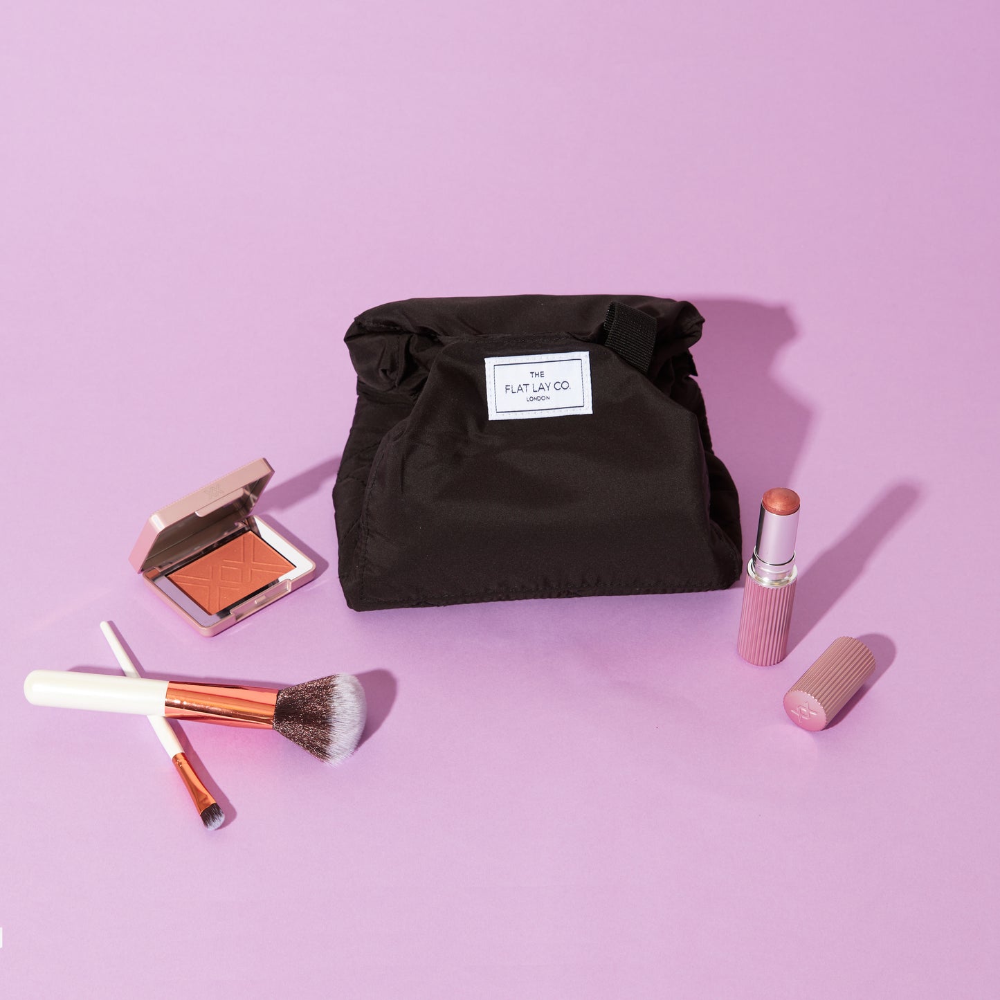 Classic Black Full Size Flat Lay Makeup Bag