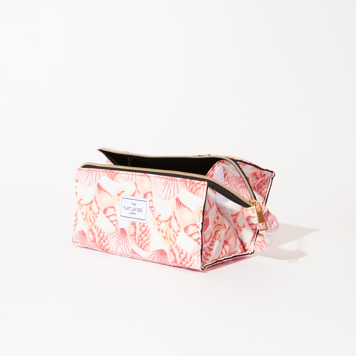 Pink Shells Open Flat Makeup Box Bag and Tray