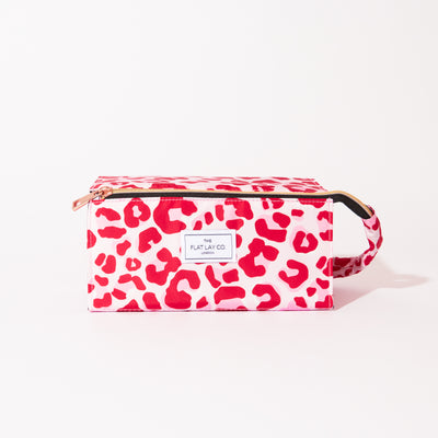 Pink Leopard Flat Lay Makeup Box Bag