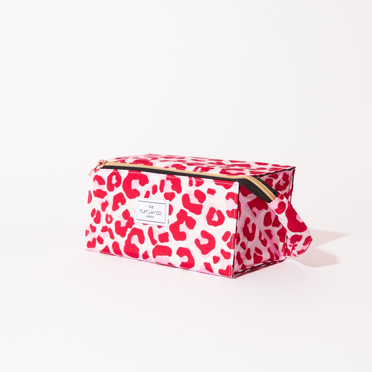 Pink Leopard Open Flat Makeup Box Bag and Tray