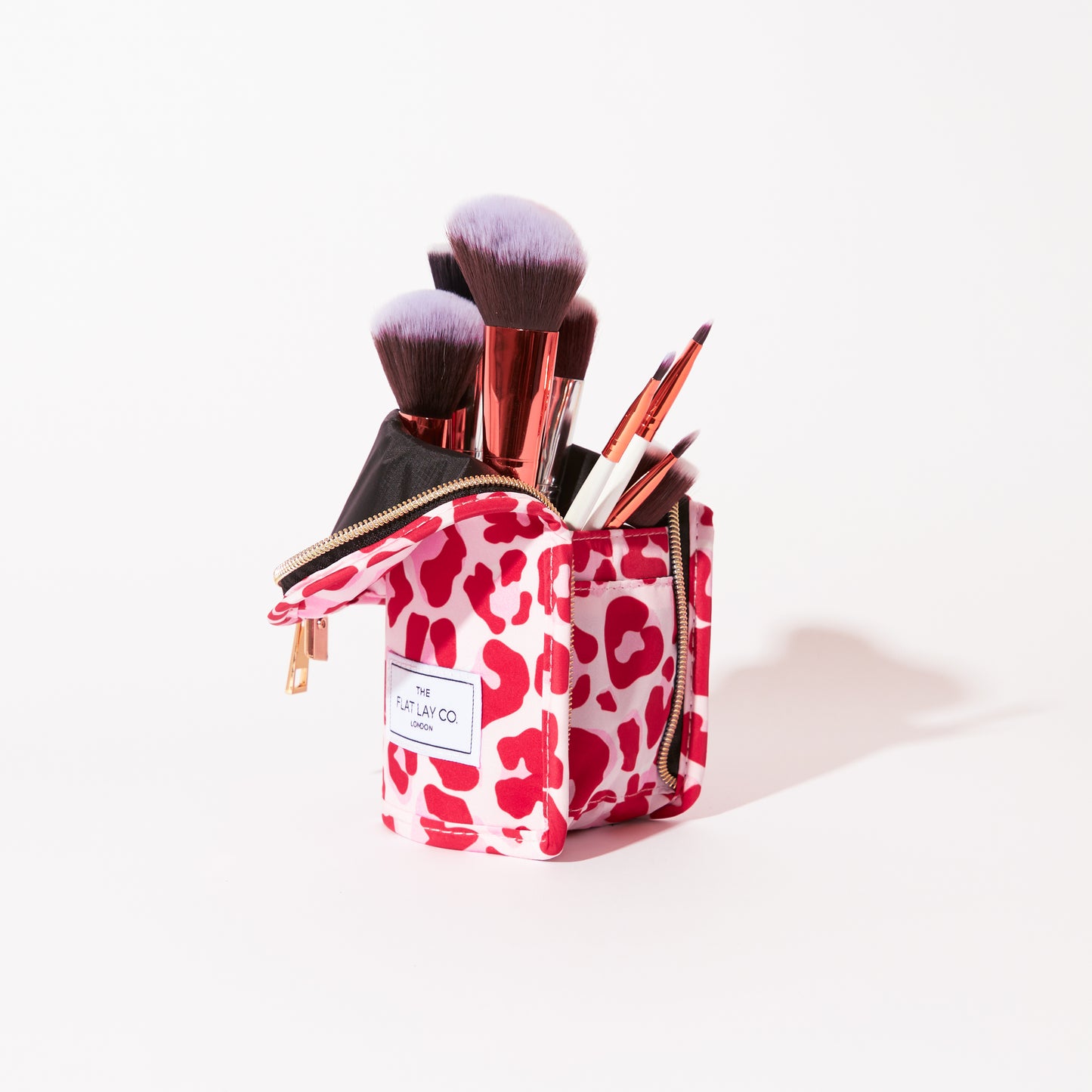 Pink Leopard Standing Brush Case and Pot