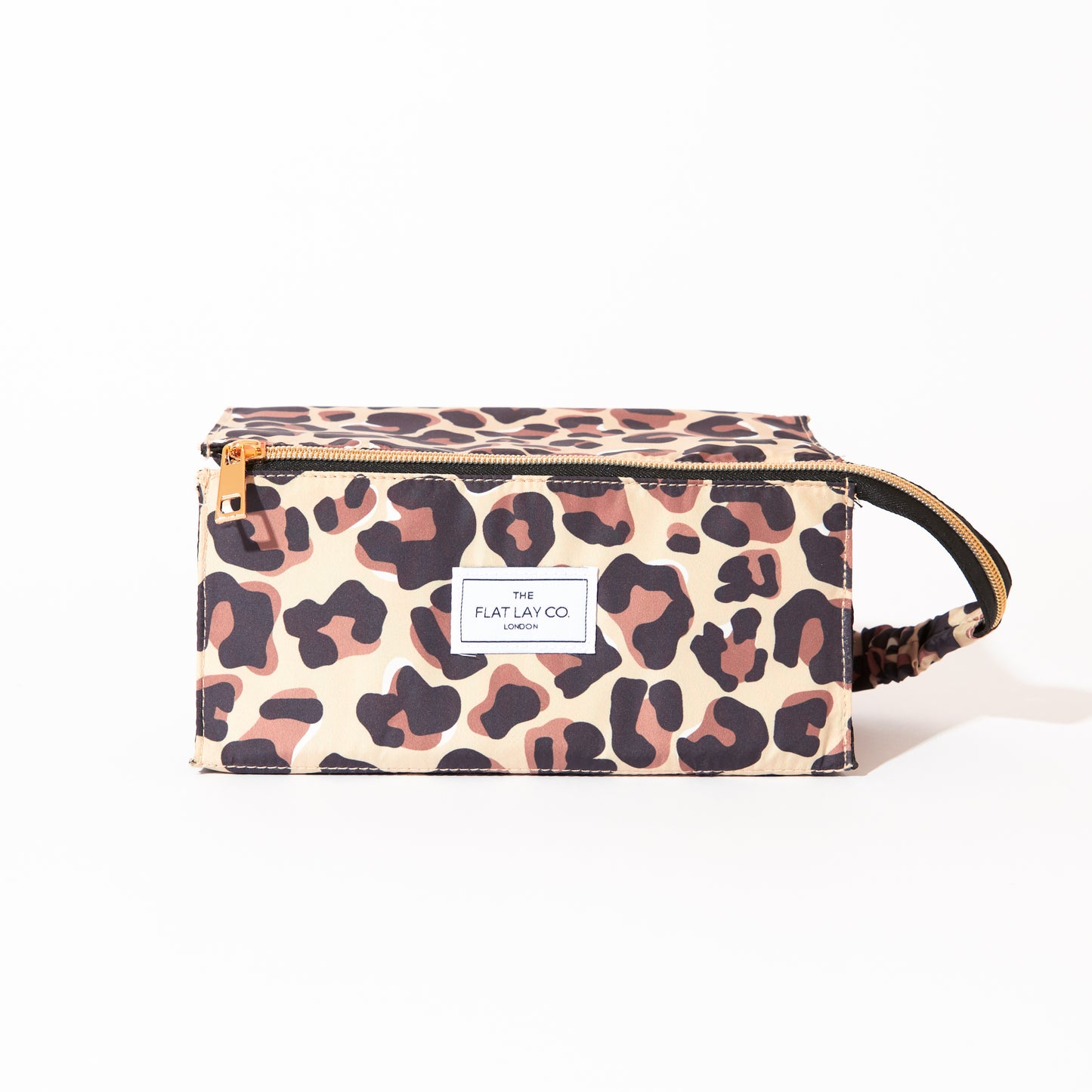 Leopard Print Open Flat Makeup Box Bag and Tray