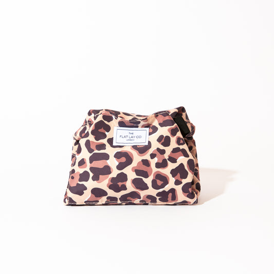 Leopard Drawstring Flat Lay Makeup Bag