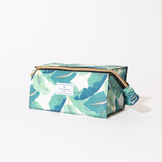 Flat Lay Makeup Box Bag - Tropical Leaves