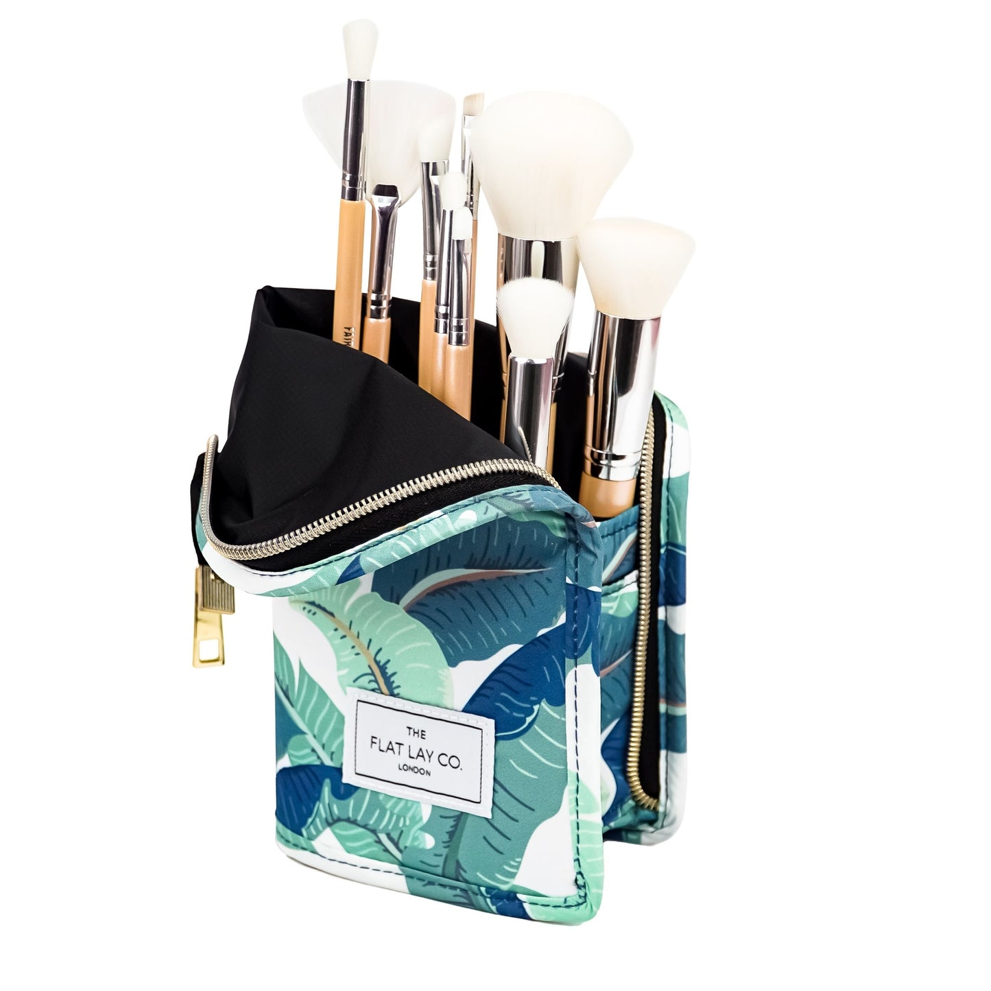 XXL Standing Makeup Brush Case in Tropical Leaves
