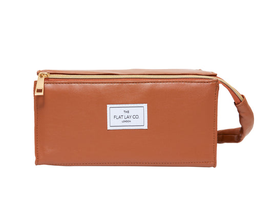 Monochrome Tan Leather Open Flat Box Bag