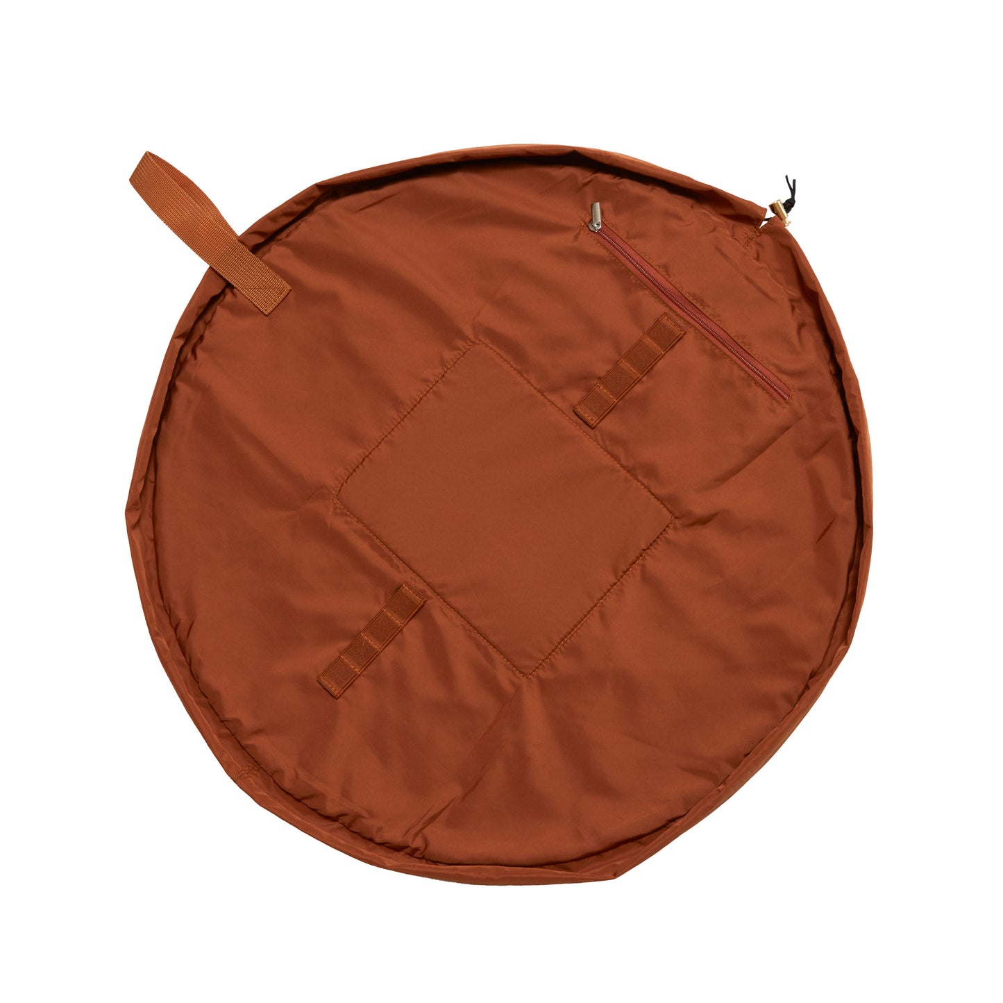 Monochrome Tan Leather Full Size Flat Lay Makeup Bag