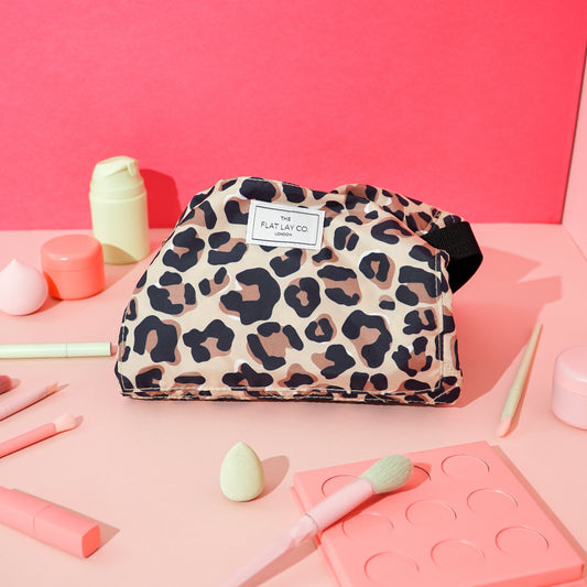 XXL Drawstring Makeup Bag in Leopard Print