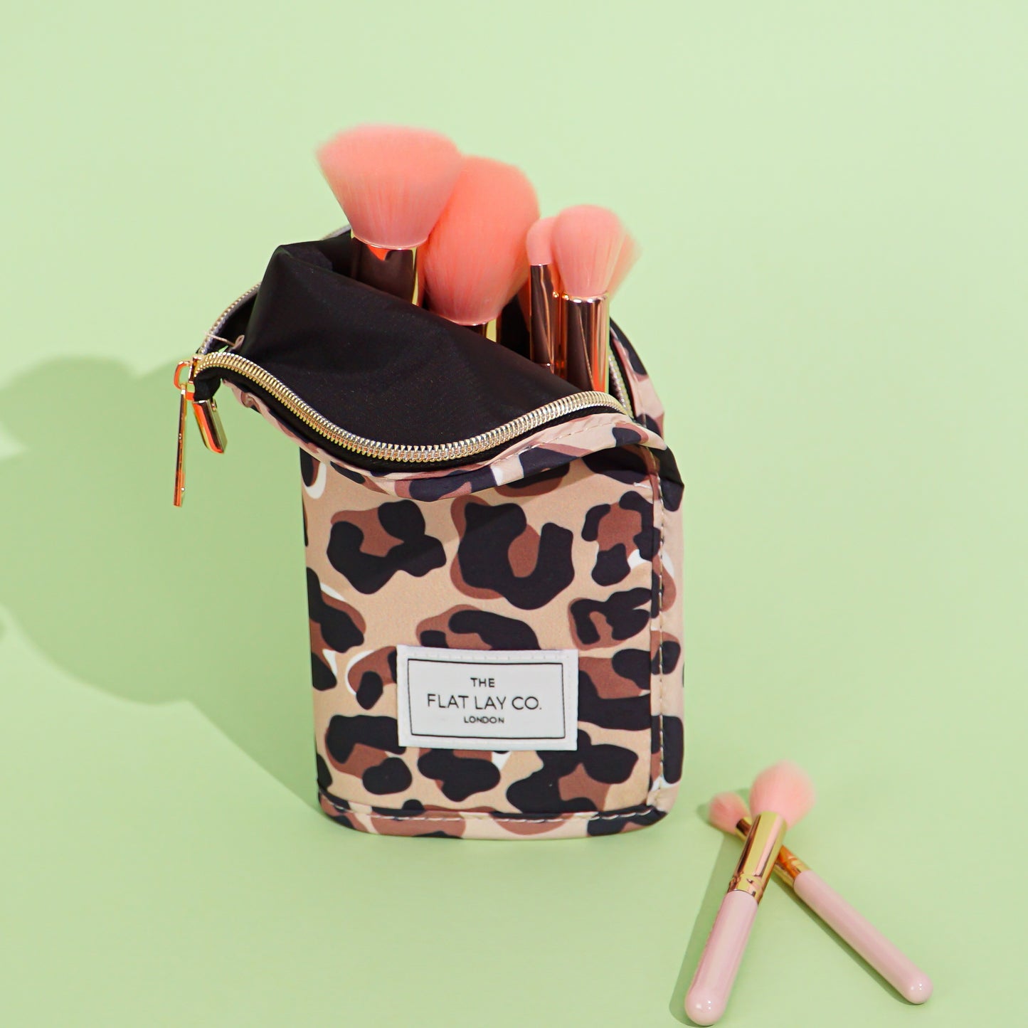 Leopard Print Standing Brush Case and Pot