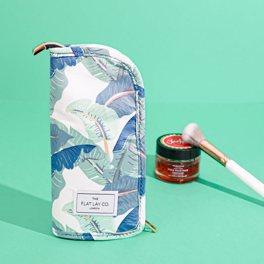 Tropical Leaves Standing Brush Case and Pot
